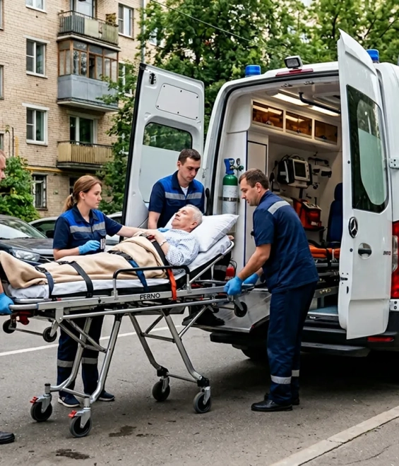 Перевозка парализованного скорой помощью
